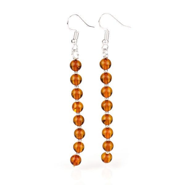 Ilgo kritimo gintariniai auskarai