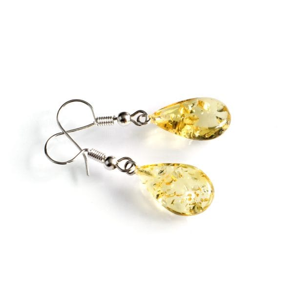 Lašo formos gintariniai auskarai