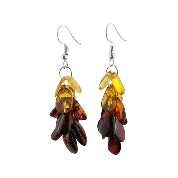 Gintariniai auskarai "Vaivorykštė"