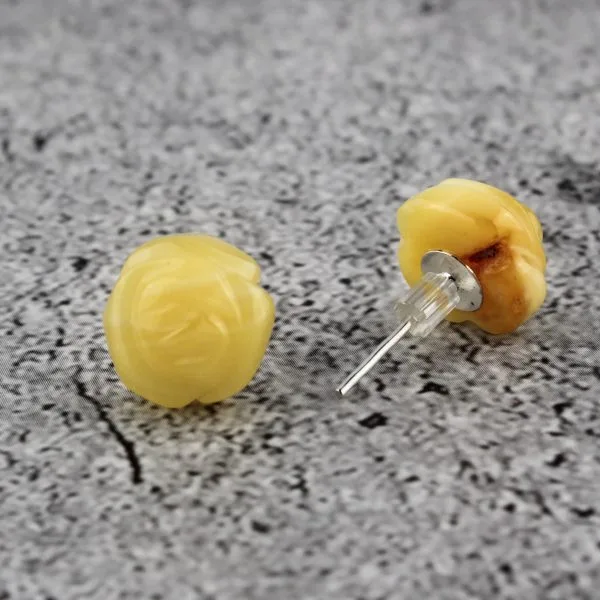 "Geltona Rožė" Gintariniai Auskarai