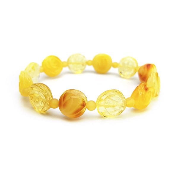 Geltona Baltijos Gintaro Apyrankė "Rožė"