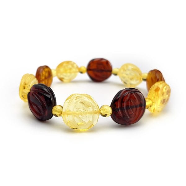 Daugiaspalvė Baltijos Gintaro Apyrankė "Rožė"