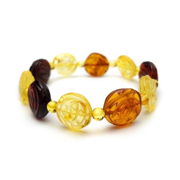 Daugiaspalvė Baltijos Gintaro Apyrankė "Rožė"