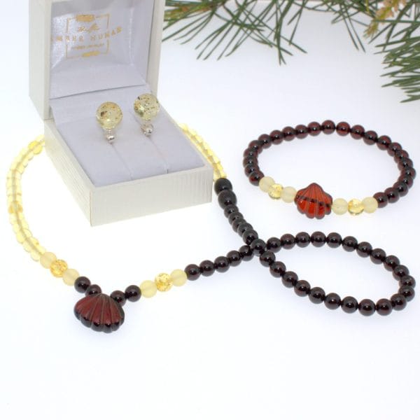 Vėrinys, apyrankė ir auskarai "Vandenyno pakrantė"