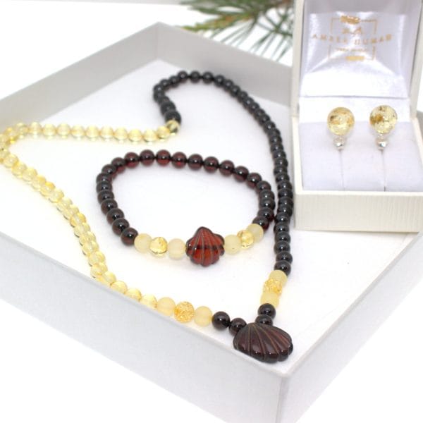 Vėrinys, apyrankė ir auskarai "Vandenyno pakrantė"