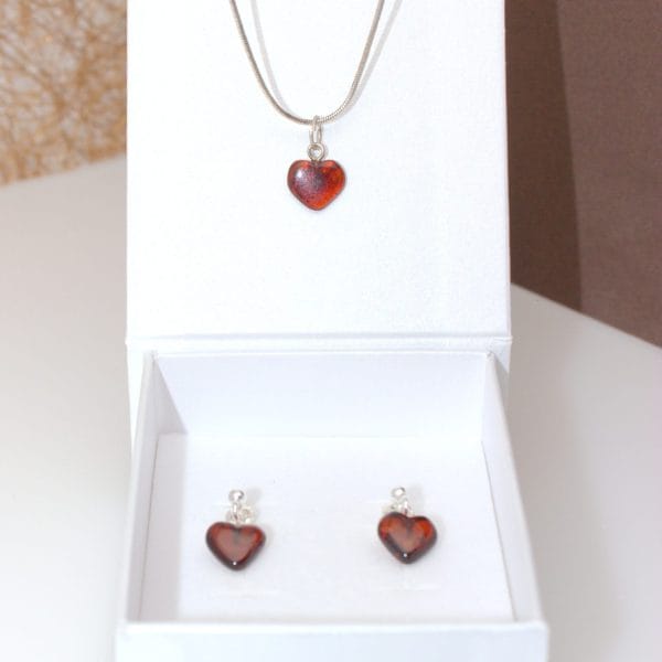 Auskarai ir pakabutis "Širdelės"