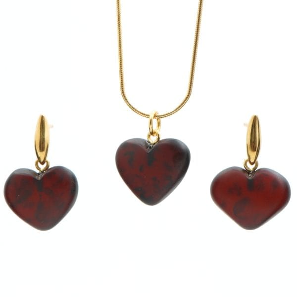 Pakabuko ir auskarų komplektas "Krištolinė širdis"